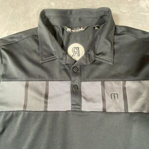 Travis Matthew Shirt Mens Large Black Short Sleeve‎ Golf Polo Performance Stripe